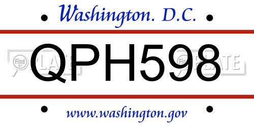 QPH598 District Of Columbia License Plate