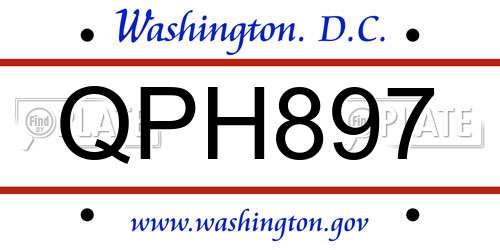 QPH897 District Of Columbia License Plate