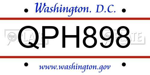 QPH898 District Of Columbia License Plate