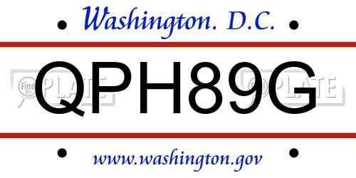QPH89G District Of Columbia License Plate