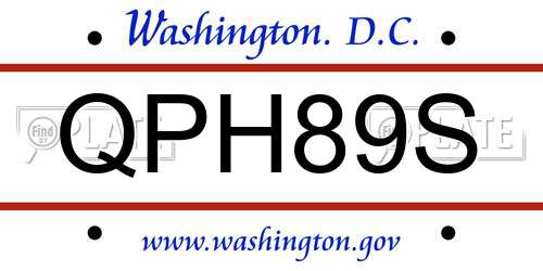 QPH89S District Of Columbia License Plate