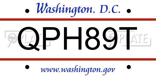 QPH89T District Of Columbia License Plate