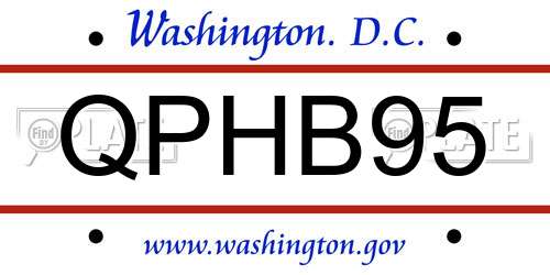 QPHB95 District Of Columbia License Plate