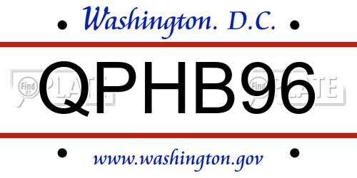 QPHB96 District Of Columbia License Plate