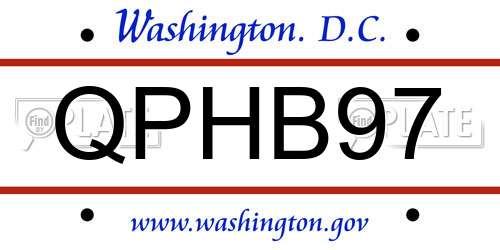 QPHB97 District Of Columbia License Plate