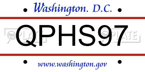 QPHS97 District Of Columbia License Plate