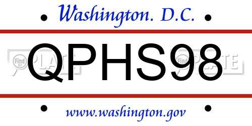 QPHS98 District Of Columbia License Plate