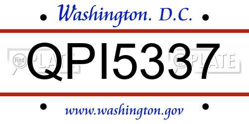 QPI5337 District Of Columbia License Plate