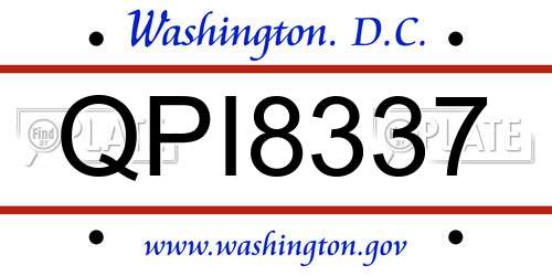 QPI8337 District Of Columbia License Plate