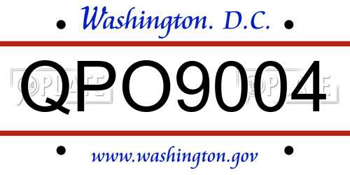 QPO9004 District Of Columbia License Plate