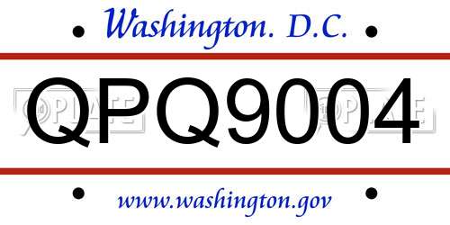 QPQ9004 District Of Columbia License Plate