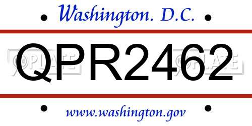 QPR2462 District Of Columbia License Plate