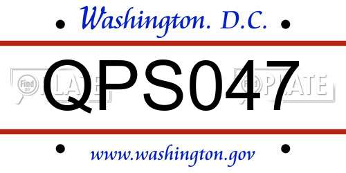 QPS047 District Of Columbia License Plate