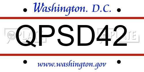 QPSD42 District Of Columbia License Plate