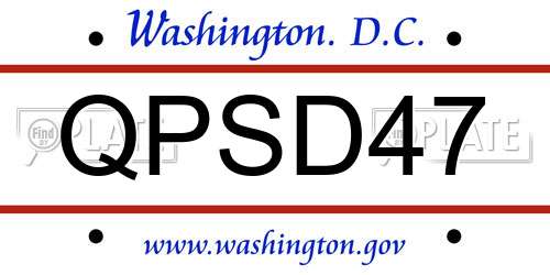 QPSD47 District Of Columbia License Plate