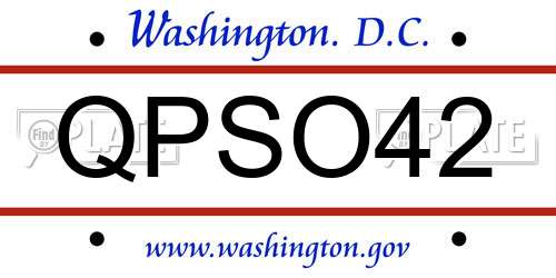 QPSO42 District Of Columbia License Plate