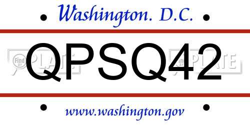 QPSQ42 District Of Columbia License Plate