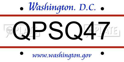 QPSQ47 District Of Columbia License Plate