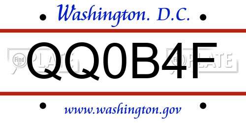 QQ0B4F District Of Columbia License Plate