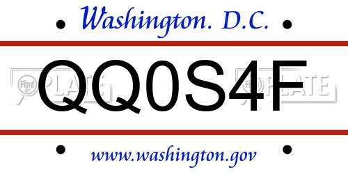 QQ0S4F District Of Columbia License Plate