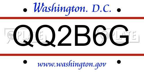 QQ2B6G District Of Columbia License Plate
