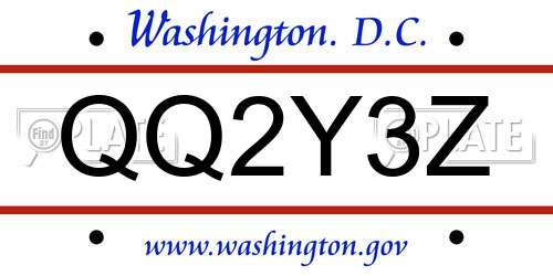 QQ2Y3Z District Of Columbia License Plate
