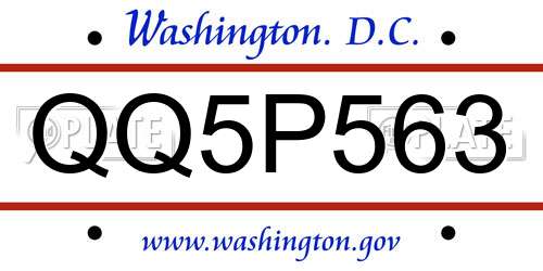 QQ5P563 District Of Columbia License Plate