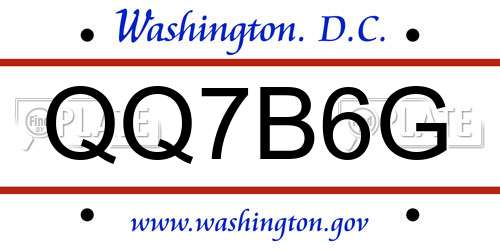QQ7B6G District Of Columbia License Plate