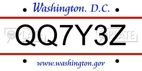 QQ7Y3Z District Of Columbia License Plate