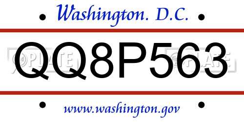 QQ8P563 District Of Columbia License Plate