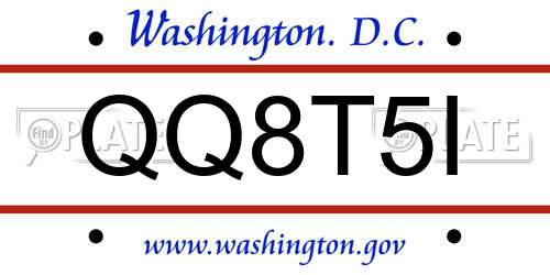 QQ8T5I District Of Columbia License Plate
