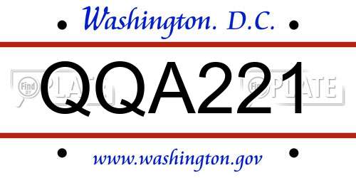 QQA221 District Of Columbia License Plate