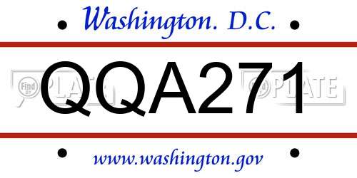 QQA271 District Of Columbia License Plate