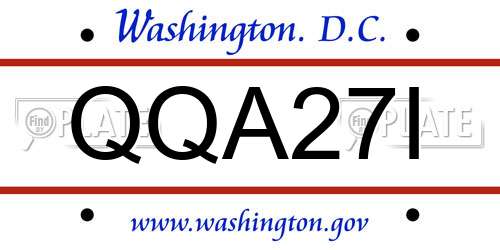 QQA27I District Of Columbia License Plate
