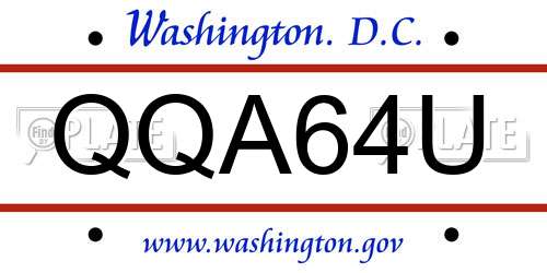 QQA64U District Of Columbia License Plate