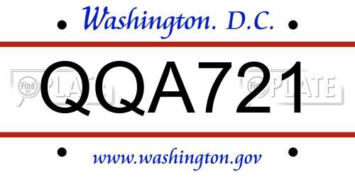 QQA721 District Of Columbia License Plate