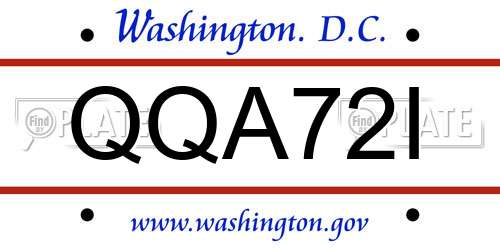 QQA72I District Of Columbia License Plate