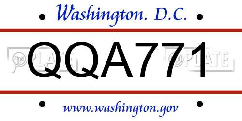 QQA771 District Of Columbia License Plate