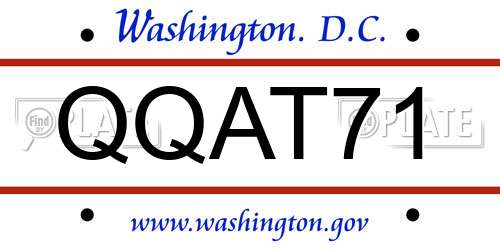 QQAT71 District Of Columbia License Plate