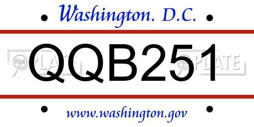 QQB251 District Of Columbia License Plate