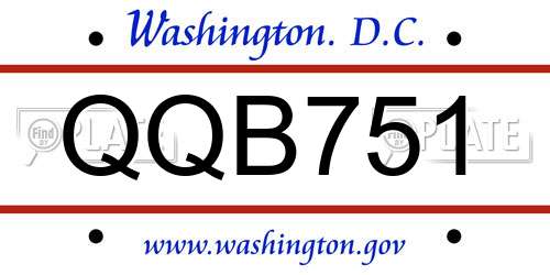 QQB751 District Of Columbia License Plate
