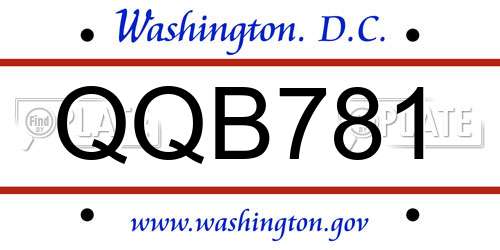QQB781 District Of Columbia License Plate