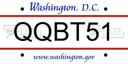 QQBT51 District Of Columbia License Plate