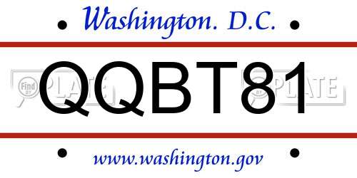 QQBT81 District Of Columbia License Plate