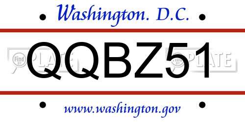 QQBZ51 District Of Columbia License Plate
