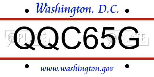 QQC65G District Of Columbia License Plate