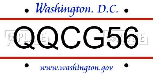 QQCG56 District Of Columbia License Plate