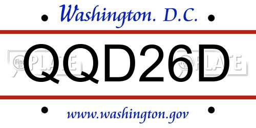 QQD26D District Of Columbia License Plate