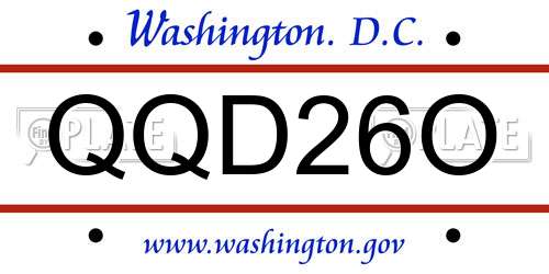 QQD26O District Of Columbia License Plate