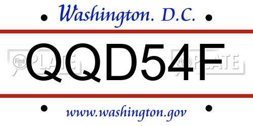 QQD54F District Of Columbia License Plate